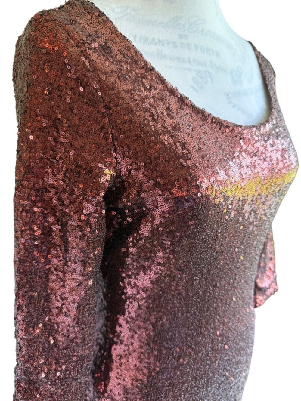 NEW Banana U.S.A. Women Brown Sequin Cocktail Prom Formal Boutique Dress 8/10 - Picture 3 of 9